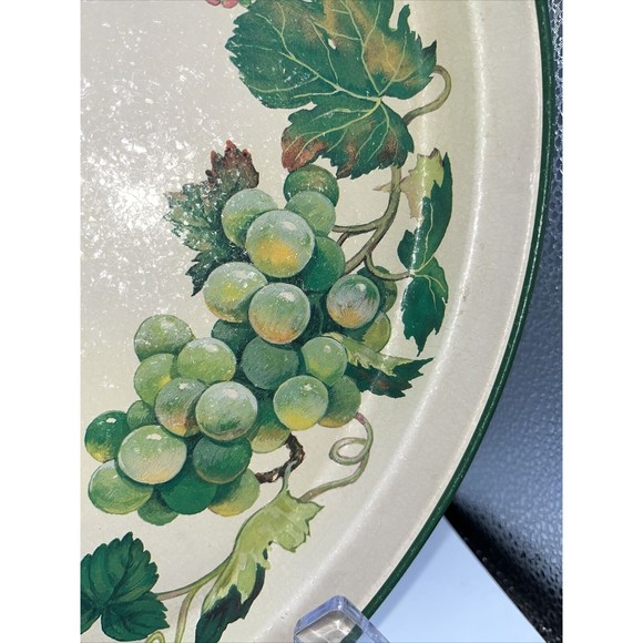 Vintage Potpourri Press Metal Tray Summer Fruits 1991 Green Red Peach 13.5” - Picture 8 of 12